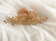 Load image into Gallery viewer, Gold wedding comb with pearls and rhinestones