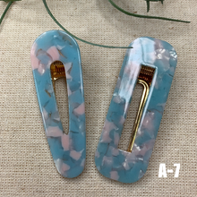 Load image into Gallery viewer, 2 Geometric Alligator Hair Barrettes Acrylic Resin Hair Clips