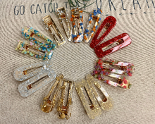 Load image into Gallery viewer, 2 Pcs Barrette Acrylic Resin Hair Clips Geometric Alligator Hair Barrettes