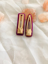 Load image into Gallery viewer, Pink iridescent hair clips 1 pair 2 pcs
