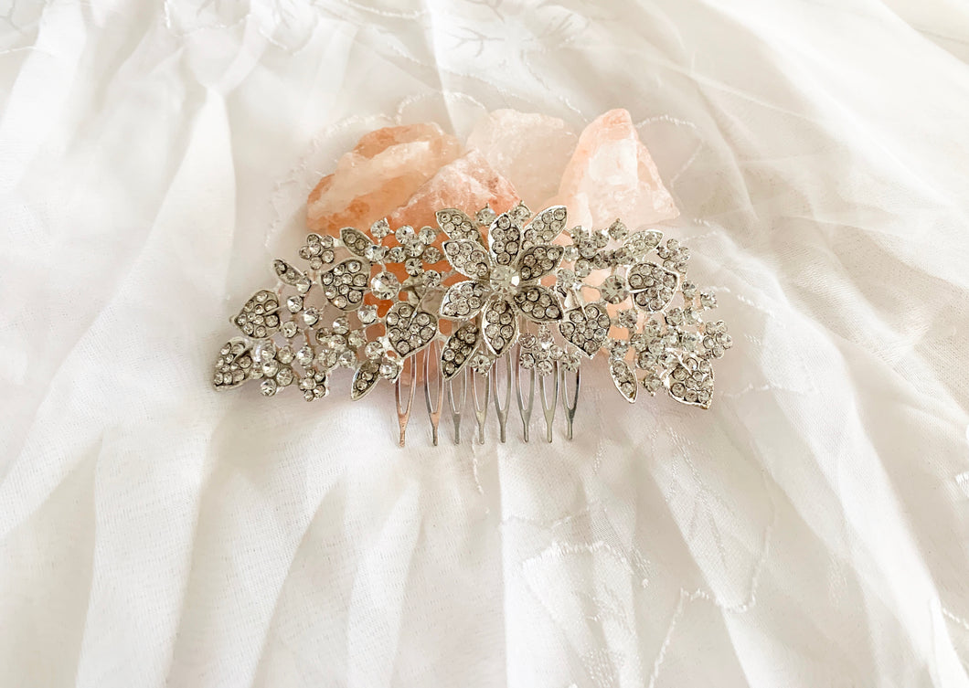 Silver with crystals wedding hair comb