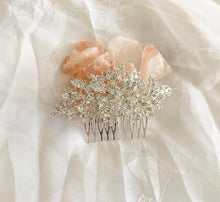 Load image into Gallery viewer, Silver Wedding Hair Comb floral with crystals
