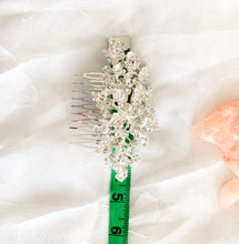 Load image into Gallery viewer, Silver Wedding Hair Comb floral with crystals
