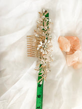 Load image into Gallery viewer, Gold wedding comb with pearls and rhinestones
