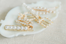 Load image into Gallery viewer, Gold and Pearl variety shape hair clips
